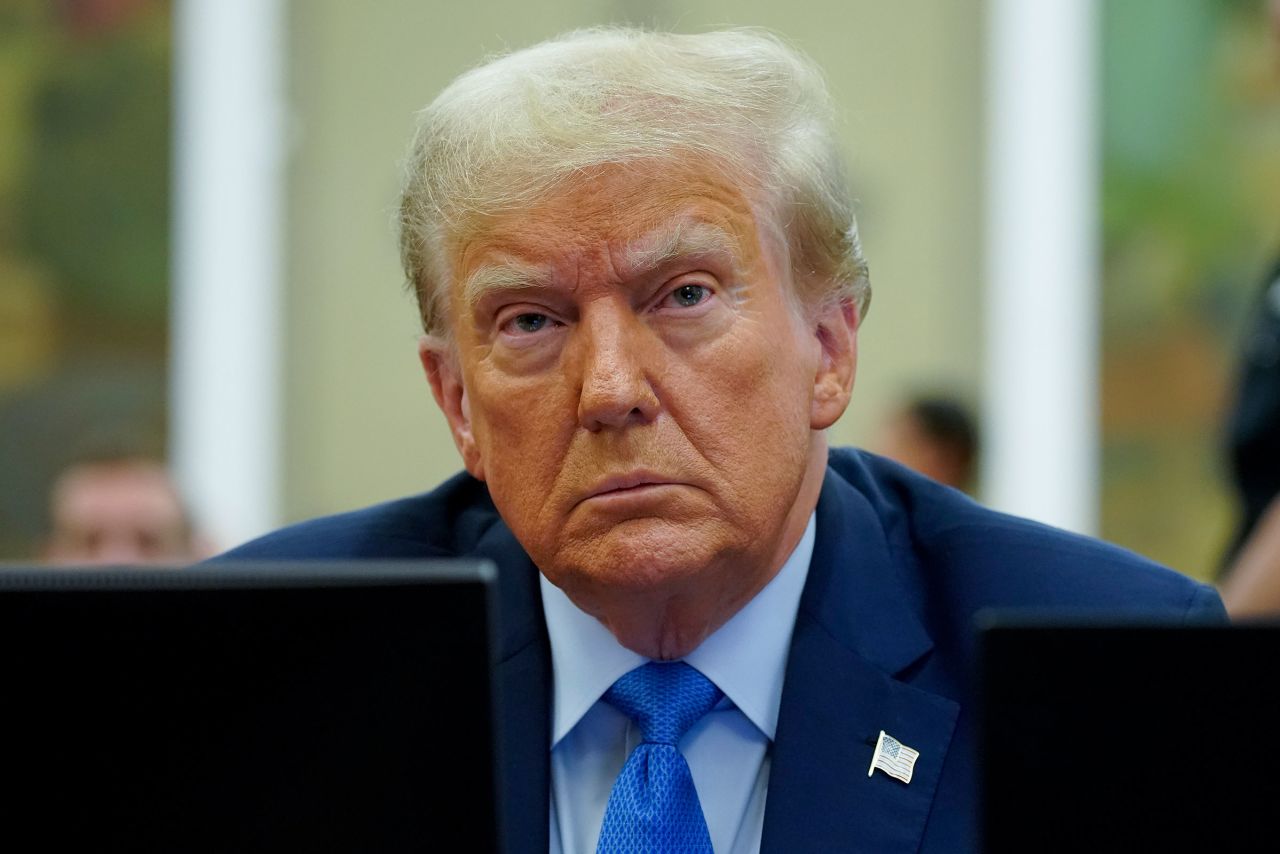 Former President Donald Trump waits to take the witness stand at New York Supreme Court on Monday.