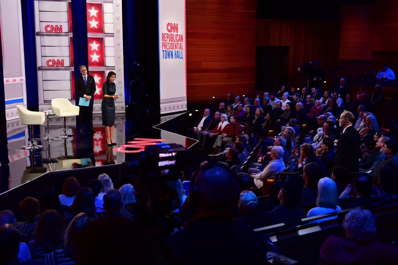 Former South Carolina Gov. Nikki Haley participates in a CNN Republican Presidential Town Hall moderated by CNN’s Jake Tapper at New England College in Henniker, New Hampshire, on January 18, 2024.