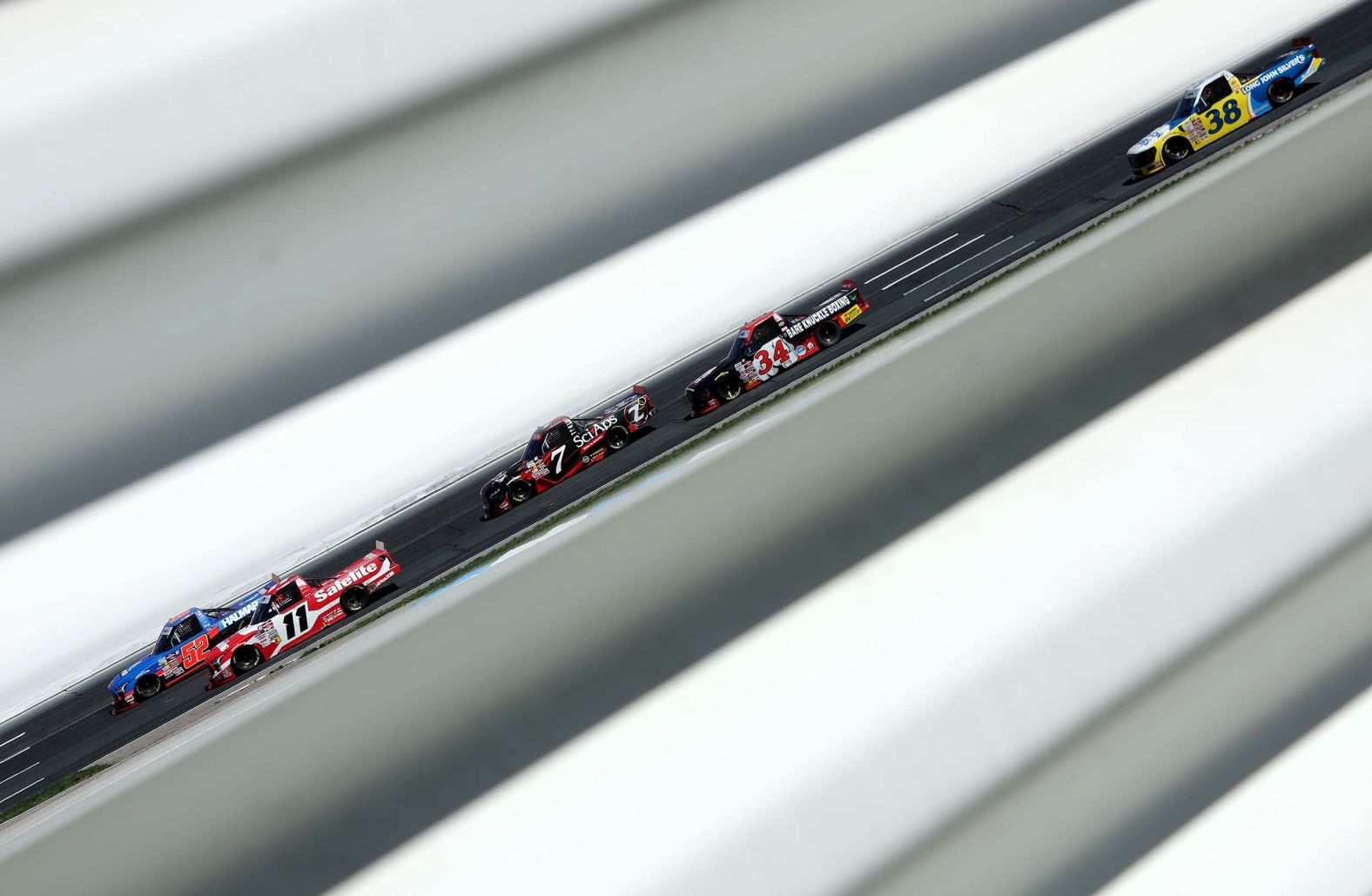 Drivers compete during the NASCAR Truck Series race in Loudon, New Hampshire, on Saturday, September 20.