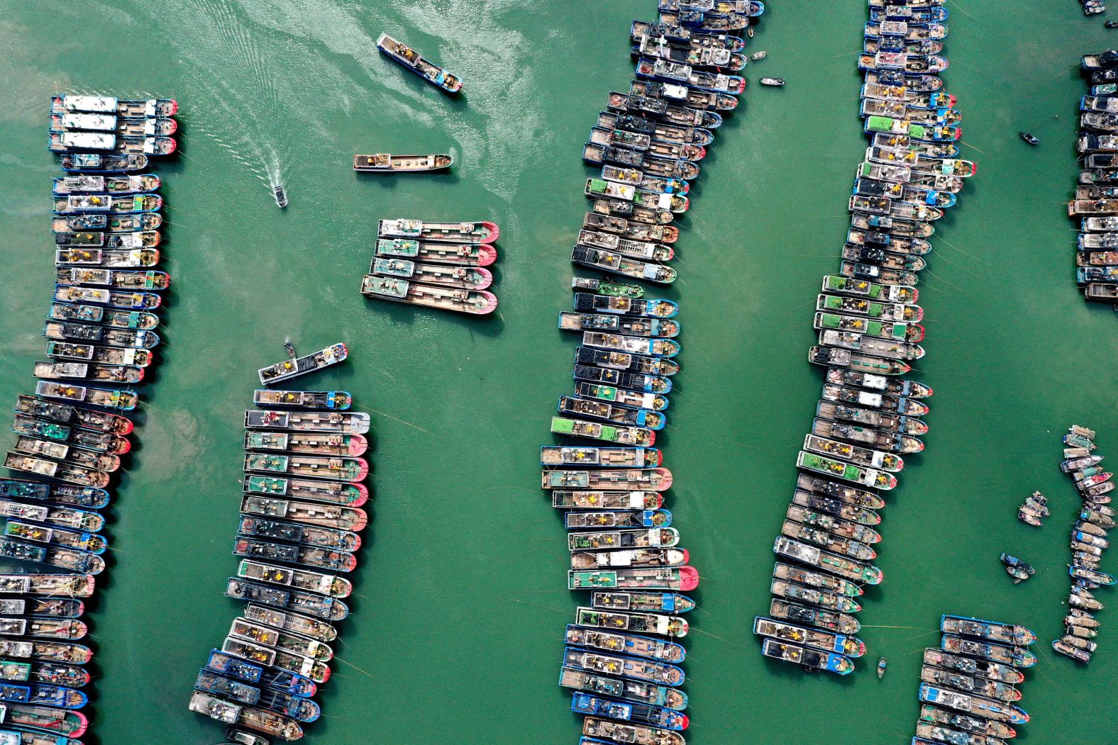 Fishing boats are moored at a port in Lianjiang County, China, as <a href="index.php?page=&url=https%3A%2F%2Fwww.cnn.com%2F2024%2F07%2F24%2Fasia%2Ftyphoon-gaemi-taiwan-china-intl-hnk%2Findex.html">Typhoon Gaemi</a> approached on Tuesday, July 23.