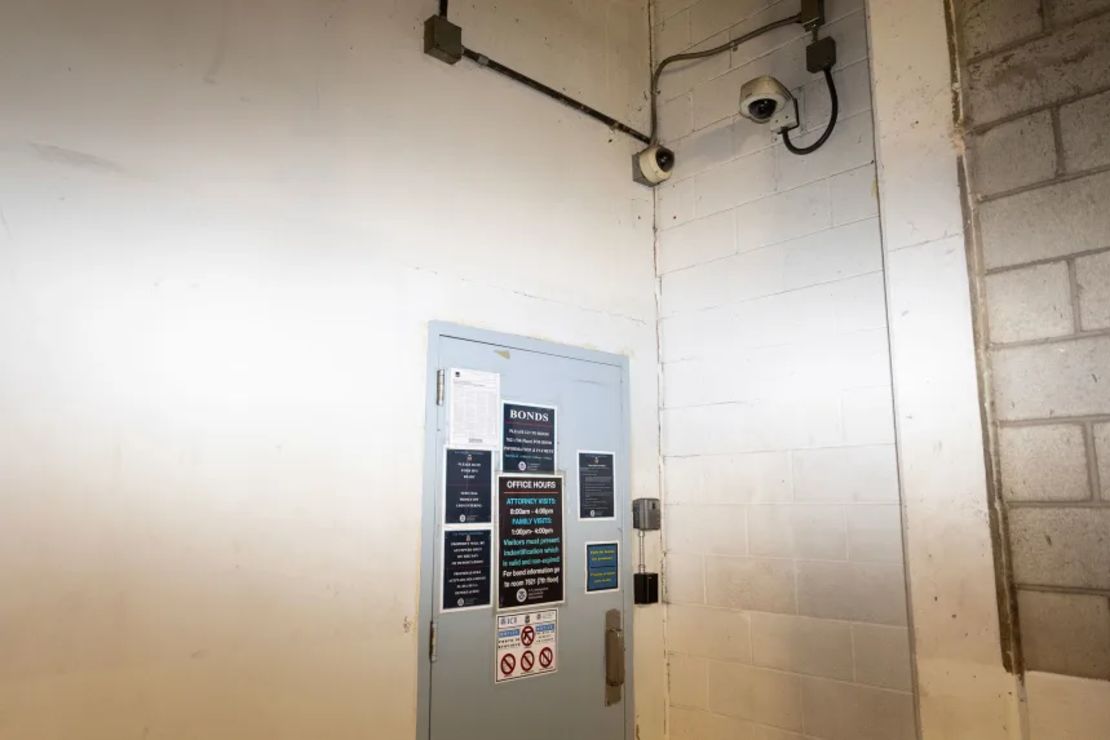 Surveillance cameras at the entrance to an ICE facility where immigration hearings are held in Los Angeles on July 25.