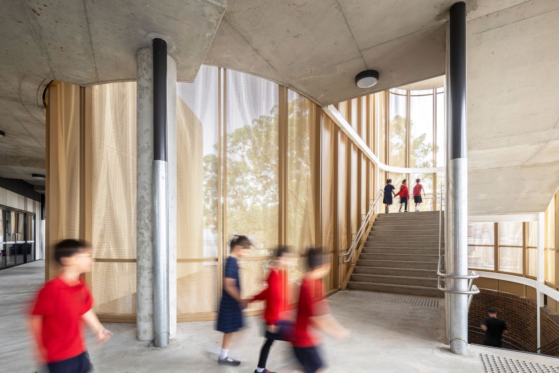 The light and airy school is complete with distinctive "sawtooth" roof and landscaped outdoor spaces.