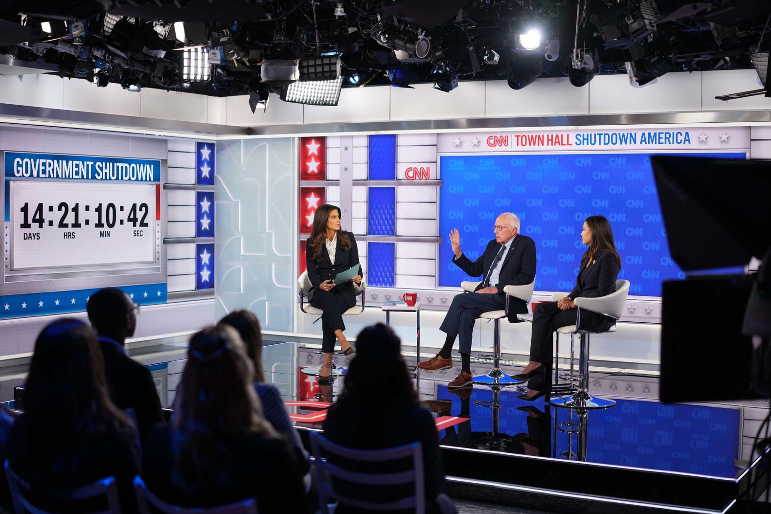 CNN’s Kaitlan Collins moderates a <a href="index.php?page=&url=https%3A%2F%2Fwww.cnn.com%2F2025%2F10%2F15%2Fpolitics%2Fsanders-aoc-takeaways-cnn-town-hall">CNN town hall</a> with US Sen. Bernie Sanders and US Rep. Alexandria Ocasio-Cortez on Wednesday, October 15. The two lawmakers fielded questions from Collins and a live studio audience that was comprised of Democrats, Republicans, independents and those who have been directly impacted by the <a href="index.php?page=&url=https%3A%2F%2Fwww.cnn.com%2Fpolitics%2Flive-news%2Ftrump-government-shutdown-news-10-16-25">federal government shutdown</a>.
