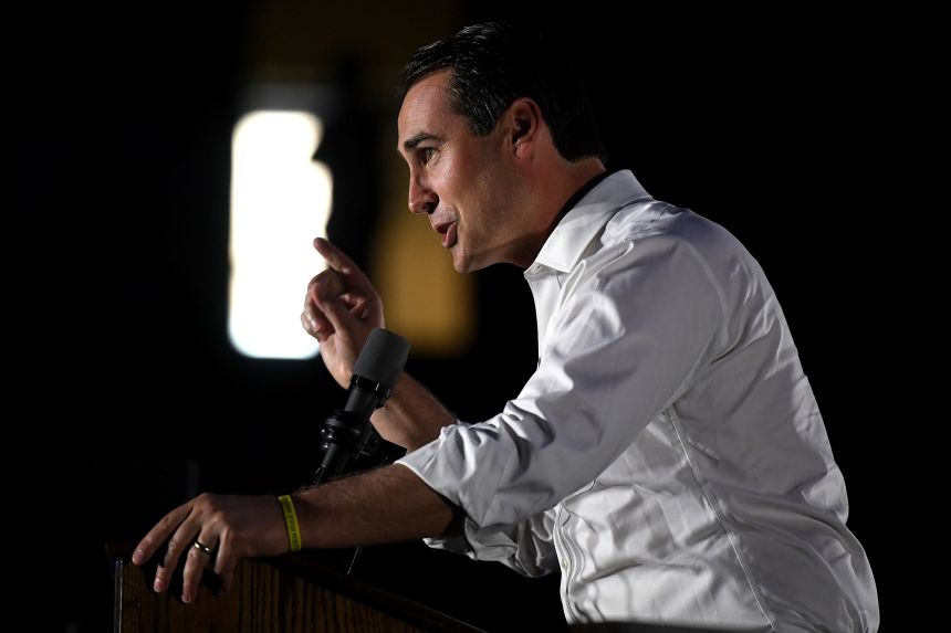 Chris King, then the running mate of Democratic gubernatorial candidate Andrew Gillum, addresses a rally goers in Orlando, on October 31, 2018.