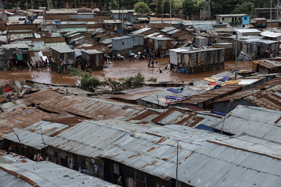 Flooding in Mathare slum in Nairobi on April 24.