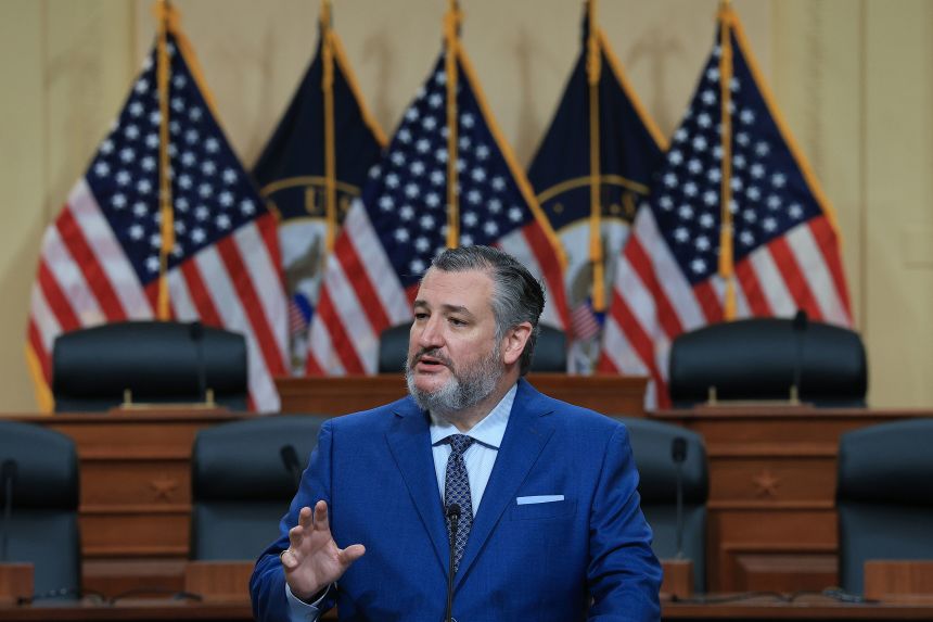 Sen. Ted Cruz delivers remarks during a press conference on Capitol Hill on May 8, 2025, in Washington, DC.