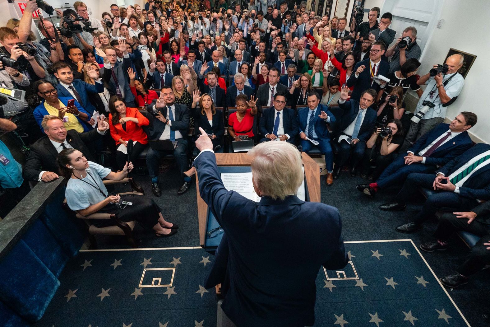 President Donald Trump calls on a reporter during a press briefing at the White House in Washington, DC, on Monday, August 11. During <a href="index.php?page=&url=https%3A%2F%2Fwww.cnn.com%2Fpolitics%2Flive-news%2Ftrump-presidency-dc-crime-08-11-25%23cme784tr900003b5zzhxbt5z1">the briefing</a>, Trump announced that he is placing the <a href="index.php?page=&url=https%3A%2F%2Fwww.cnn.com%2F2025%2F08%2F11%2Fpolitics%2Ftrump-federalized-dc-police-now-what">DC Metropolitan Police Department</a> under federal control and deploying the National Guard to the city, saying the move is aimed at restoring order in the nation’s capital.