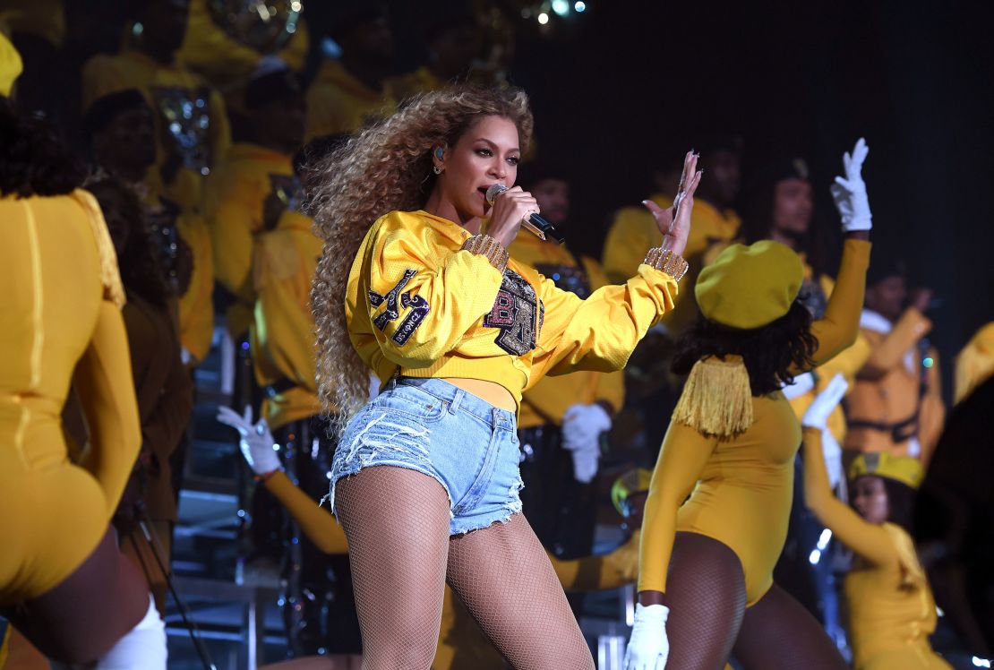 Beyoncé performs at Coachella in 2018, becoming the first Black woman to headline the festival.