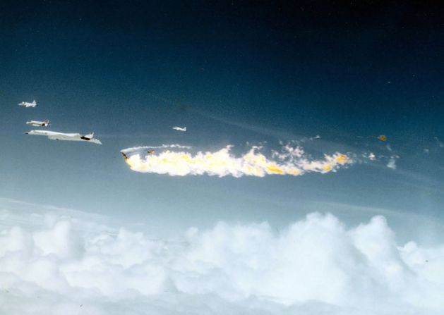 <strong>Tragedy strikes: </strong>The XB-70 program was cut short following a fatal accident in 1966 when one of the planes collided in midair with a small plane, killing its pilot as well as one of the Valkyrie's crew.