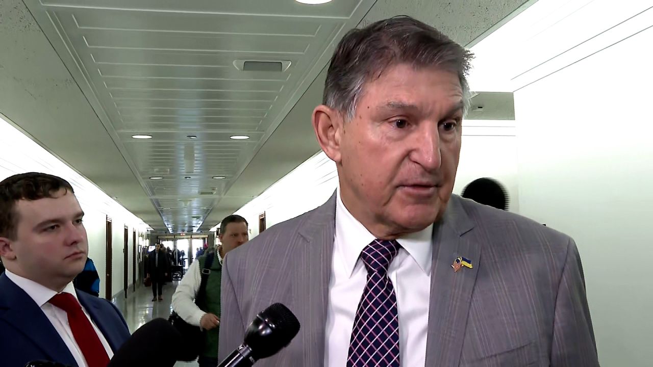 Sen. Joe Manchin speaks to reporters inside the Capitol on Tuesday.