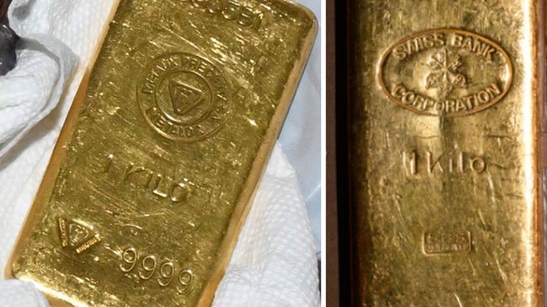 Two of the gold bars found at Menendez's house during a court-authorized search of the home.