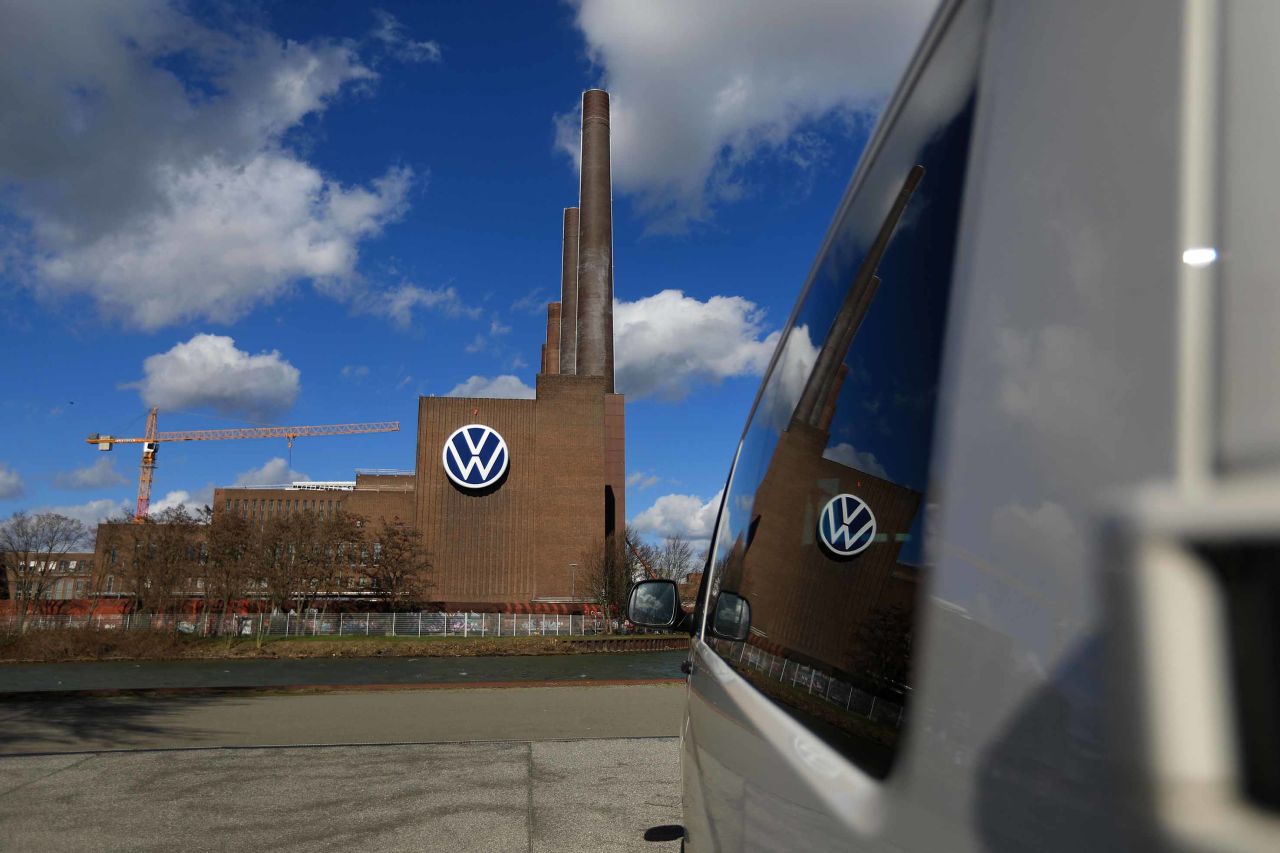 The Volkswagen AG (VW) logo sits on display at the automaker's headquarters in Wolfsburg, Germany, on March 12.