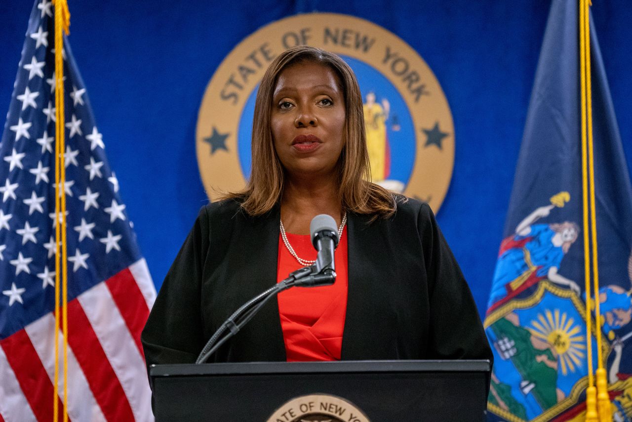 New York Attorney General Letitia James speaks during a press conference in 2021.