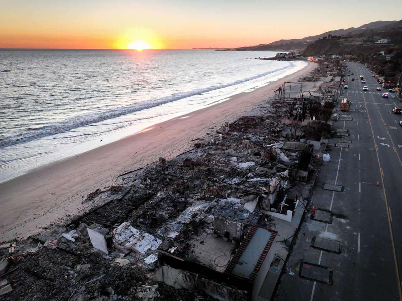 The sun sets Thursday in Malibu.