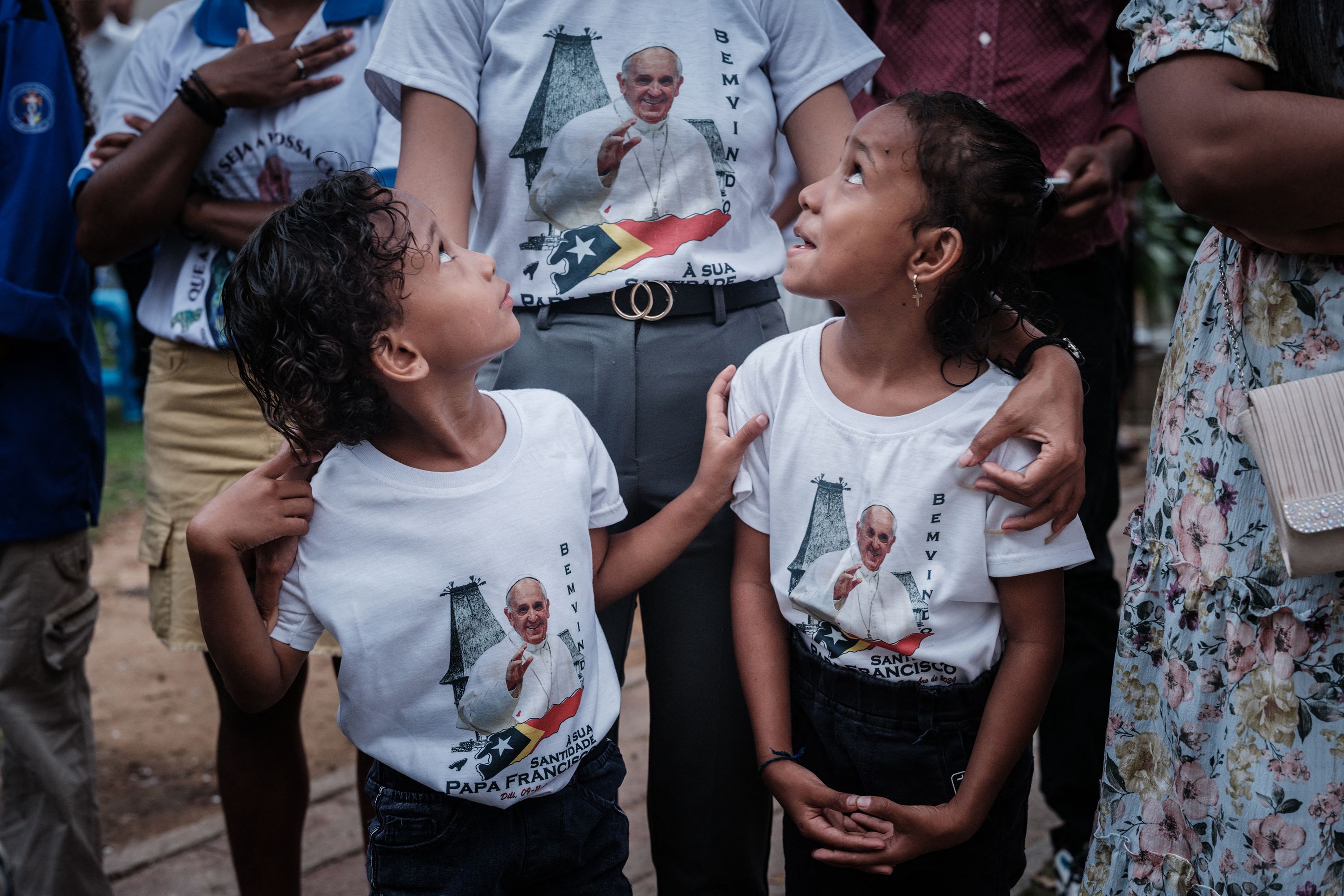 People attend a Mass in honor of Pope Francis at the Immaculate Conception Cathedral in Dili, East Timor.