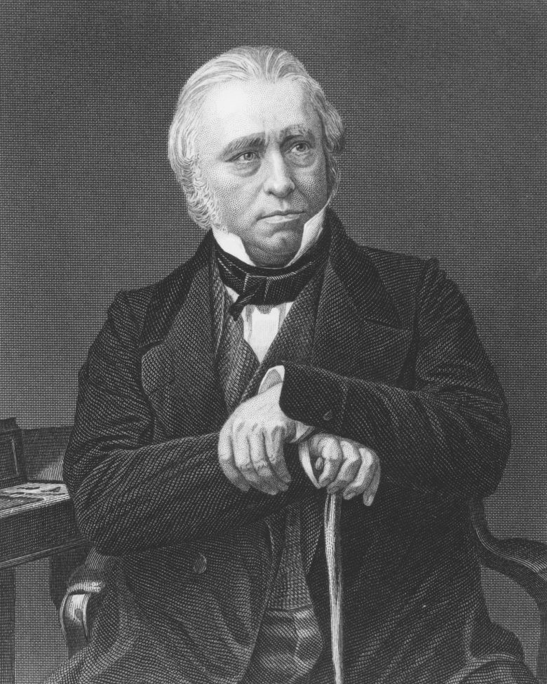An engraved portrait of Thomas Macaulay, circa 1840.