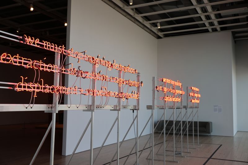 In Demian DinéYazhi´'s neon poetry, flickering letters spelled the hidden plea “Free Palestine.” The final component to the Diné artist's installation was unknown to the Whitney Biennial’s curators.