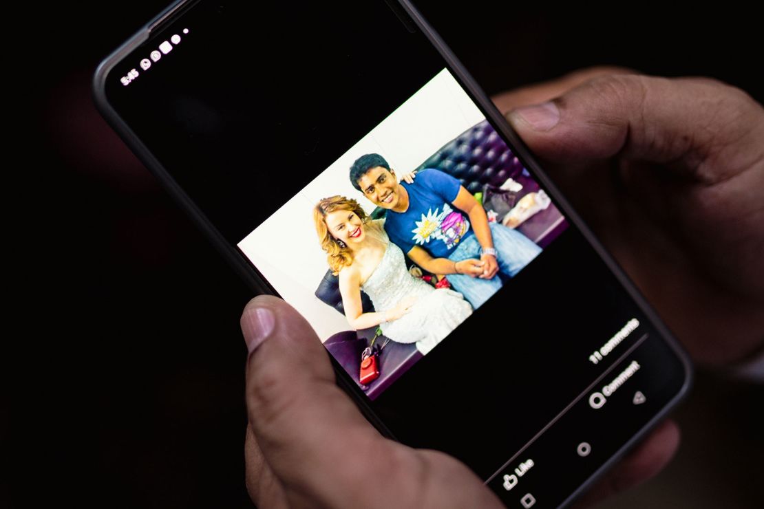 Shah shows a photo of himself with Australian actor and singer Kylie Minogue in Mumbai on April 14, 2024.