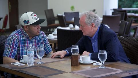 Sen. Chris Van Hollen is seen meet with Kilmar Abrego Garcia in an image that Van Hollen shared via social media