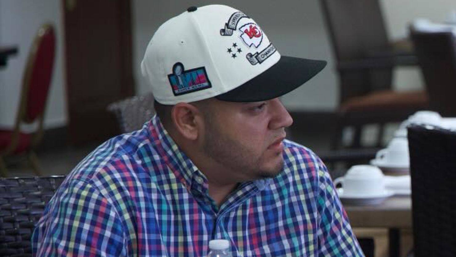 Sen. Chris Van Hollen is seen meet with Kilmar Abrego Garcia in an image that Van Hollen shared via social media