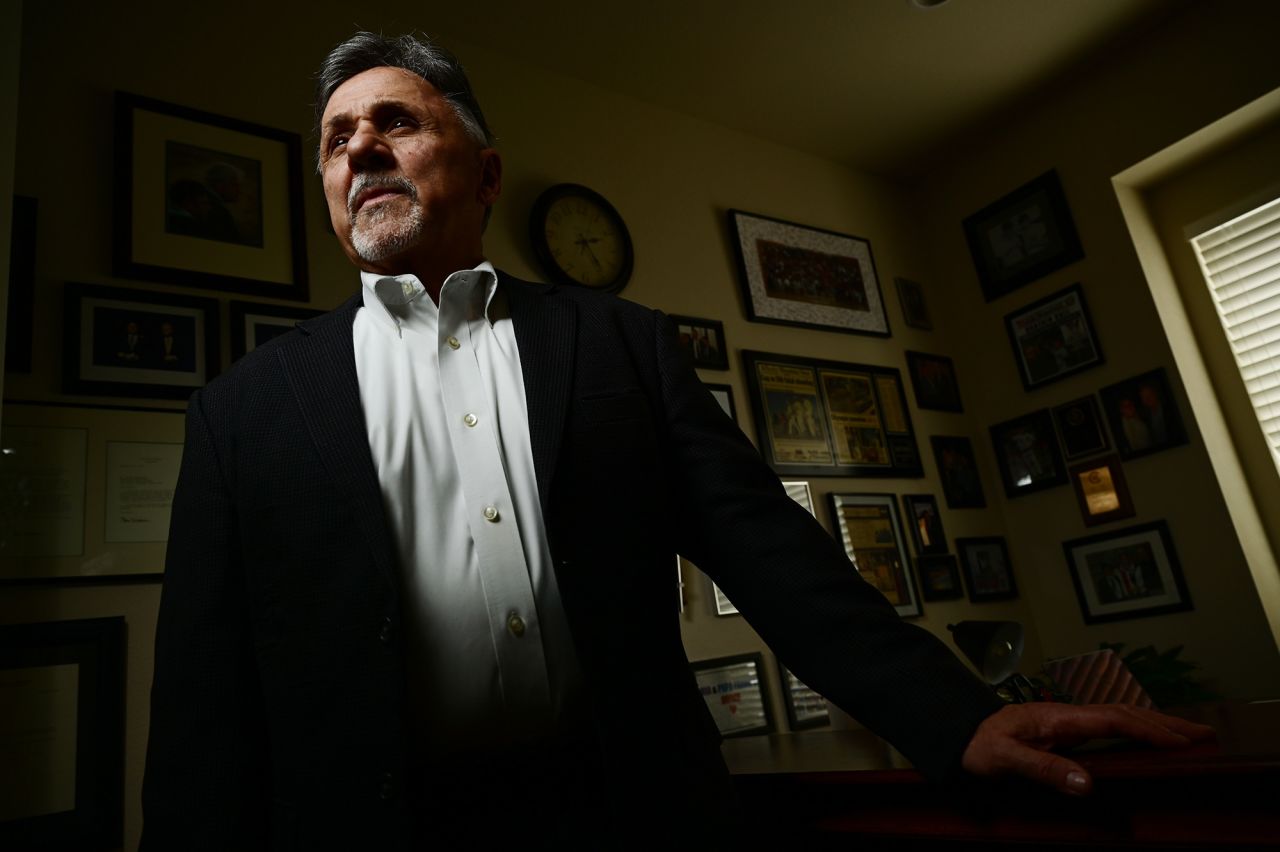 Frank DeAngelis, longtime principal at Columbine High School is seen at his home in Arvada, Colorado on Thursday, March 17.