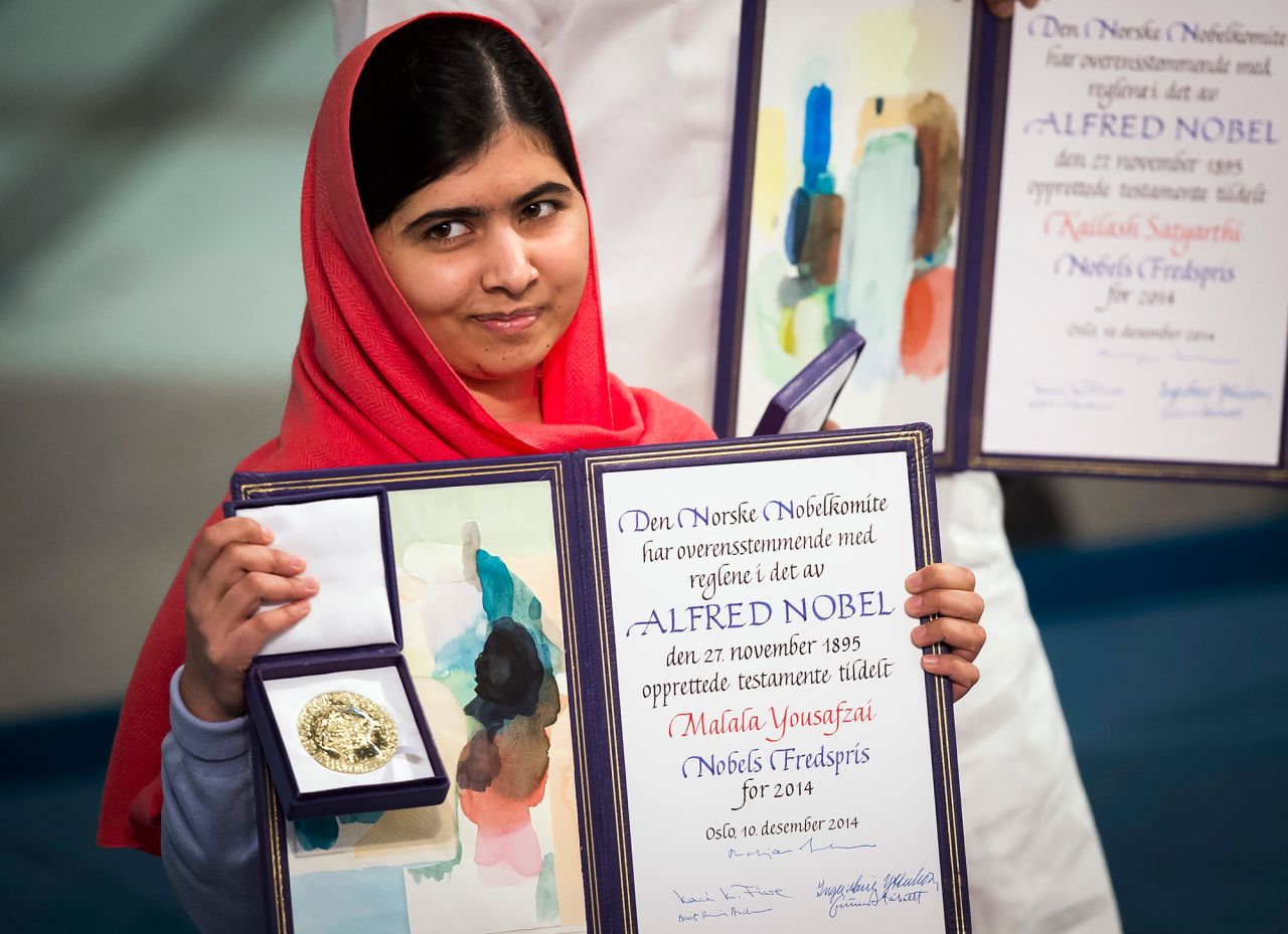 Nobel Peace Prize laureate Malala Yousafzai during the Nobel Peace Prize awards ceremony in Oslo, in December 2014.