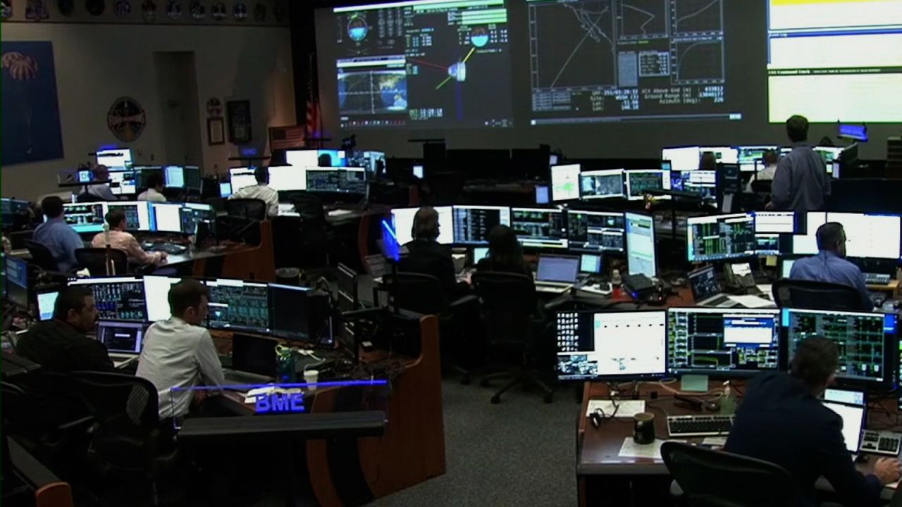 A screengrab of a video shows Johnson Space Center in Houston, Texas, as the Boeing Starliner spacecraft heads back toward Earth on September 6.