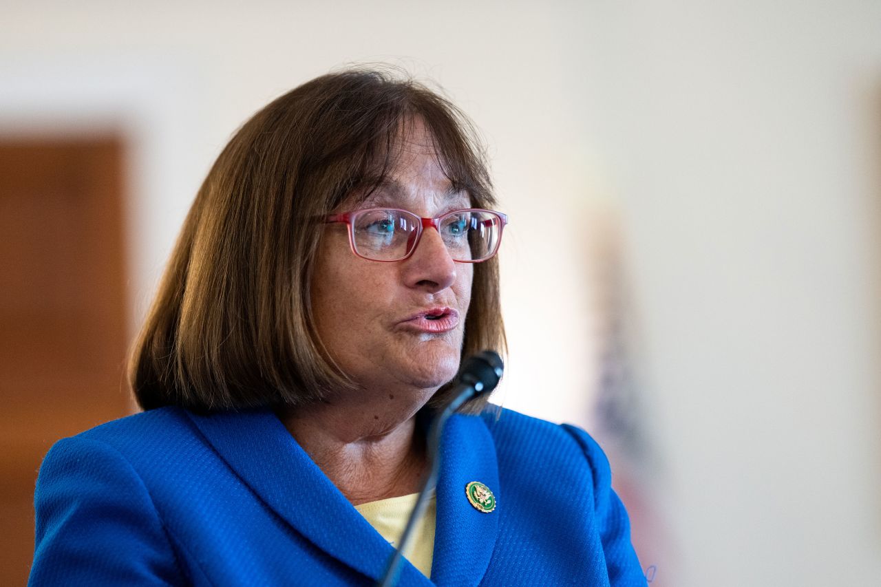 Rep. Annie Kuster speaks in the Longworth House Office Building in Washington, DC, in 2023.