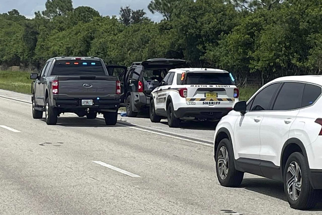 This photo provided by the Martin County Sheriff's Office shows Sheriff's vehicles surrounding an SUV on the northbound I-95 in Martin County on September 15.