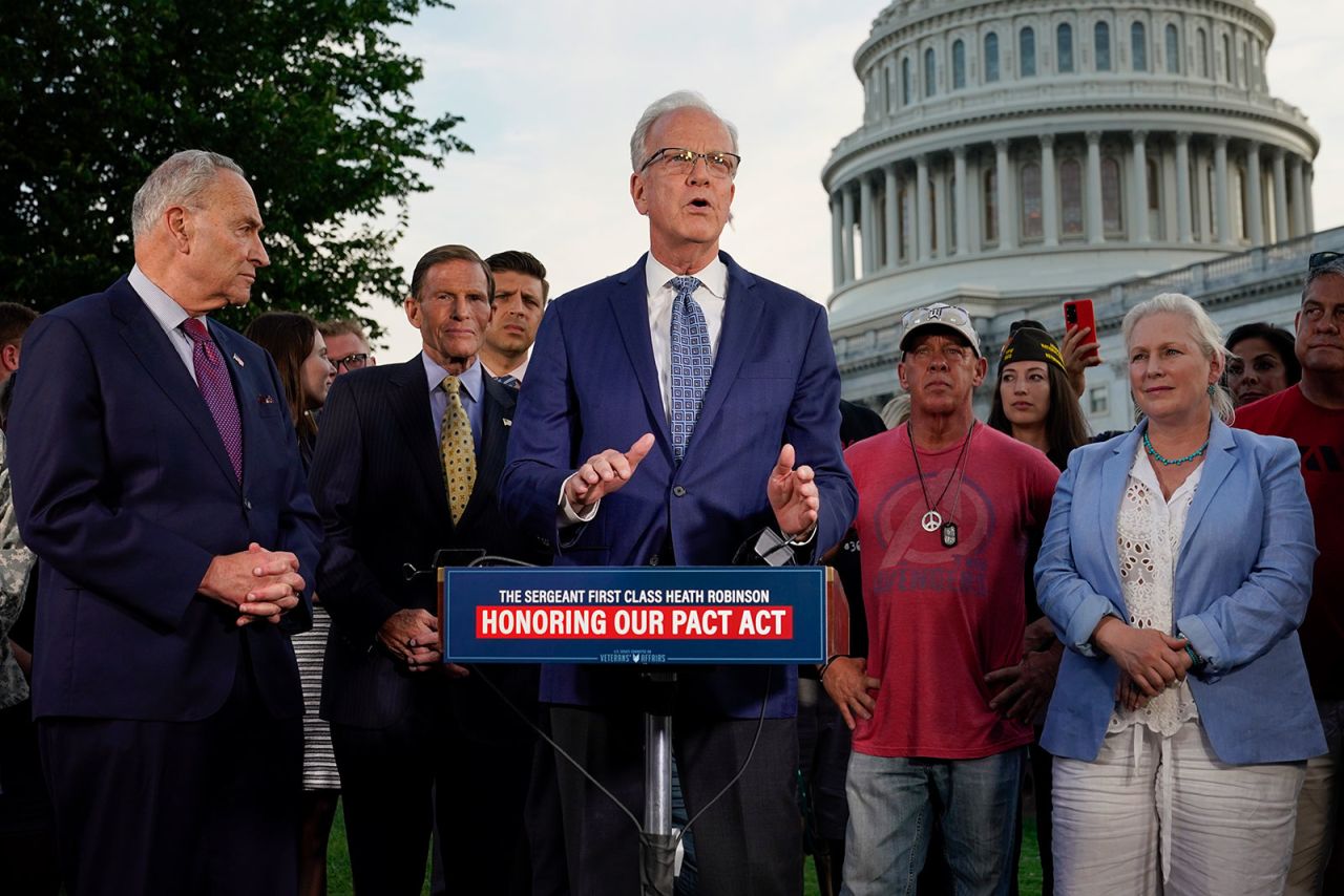 Sen. Jerry Moran speaks at a news conference on August 2 on Capitol Hill. 