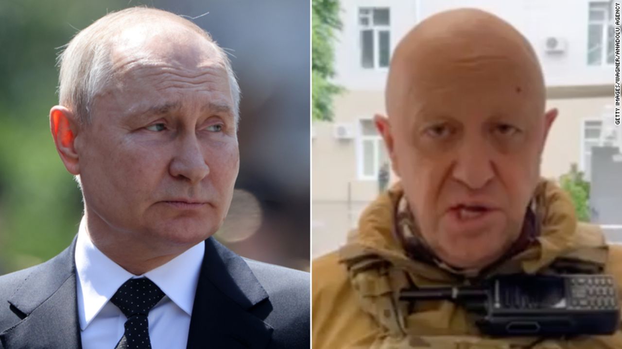 Russian President Vladimir Putin and Wagner chief Yevgeny Prigozhin.