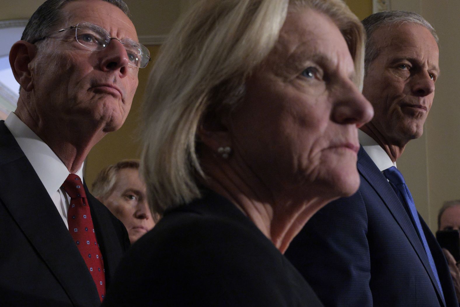 From left, US Sens. John Barrasso, James Lankford, Shelley Moore Capito and Senate Majority Leader John Thune talk to reporters after a Republican policy luncheon at the US Capitol on Tuesday, July 29. To overcome Democratic filibusters, Senate Republicans <a href="index.php?page=&url=https%3A%2F%2Fwww.cnn.com%2F2025%2F07%2F29%2Fpolitics%2Fsenate-gop-trump-nominations">are weighing a number of options</a> to expedite the confirmation of President Donald Trump’s nominees.