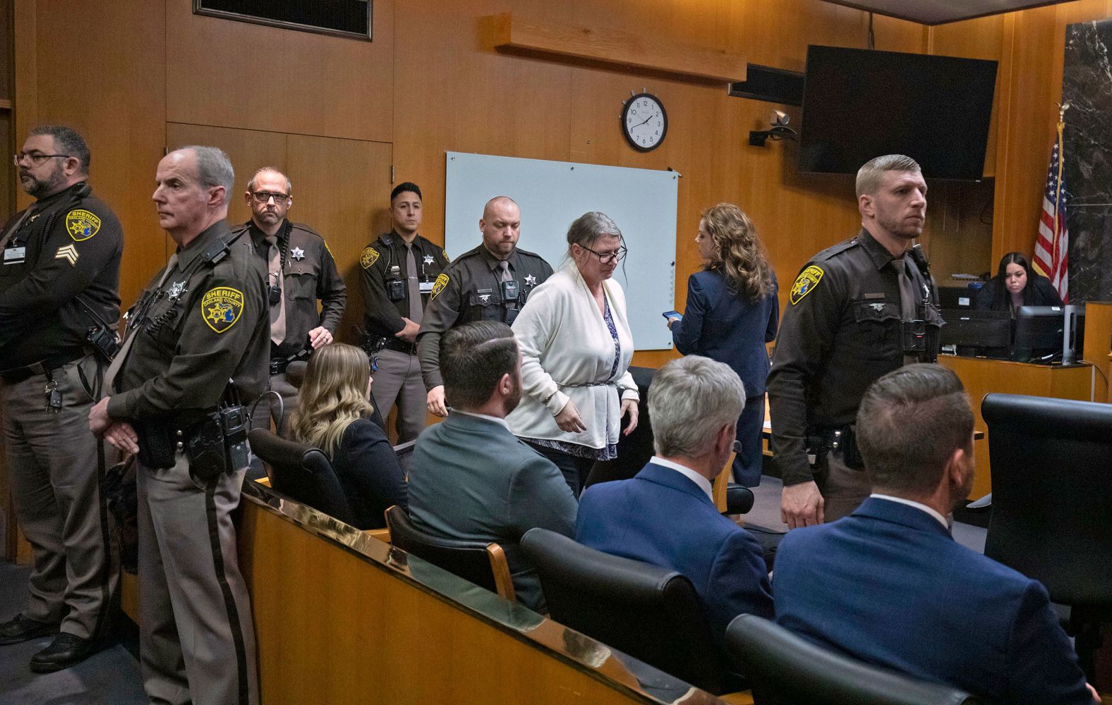 Jennifer Crumbley, the mother of the teenager who killed four students at an Oxford, Michigan, high school in 2021, leaves a courtroom in Pontiac, Michigan, after <a href="index.php?page=&url=https%3A%2F%2Fwww.cnn.com%2F2024%2F02%2F06%2Fus%2Fjennifer-crumbley-oxford-shooting-trial%2Findex.html">she was found guilty of all four counts of involuntary manslaughter</a> on Tuesday, February 6. Her son, Ethan, killed four students and wounded six students and a teacher. While parents have previously faced liability for their child’s actions — such as with neglect or firearms charges — this was the first time a parent of a school shooter was held directly responsible for the killings. Her husband, James, is scheduled to go on trial on the same charges in early March.