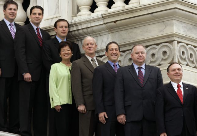 Walz, second from right, appears with other newly elected House members on the steps of the US Capitol in November 2006.