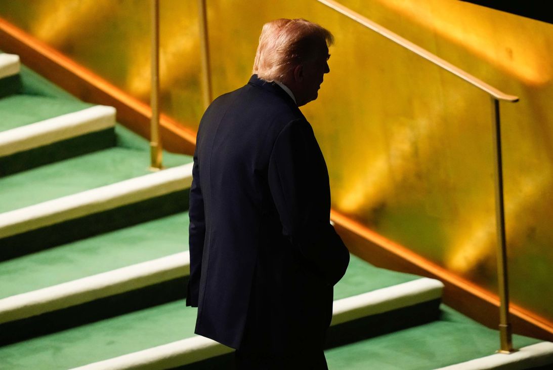 Trump leaves after addressing the UNGA.