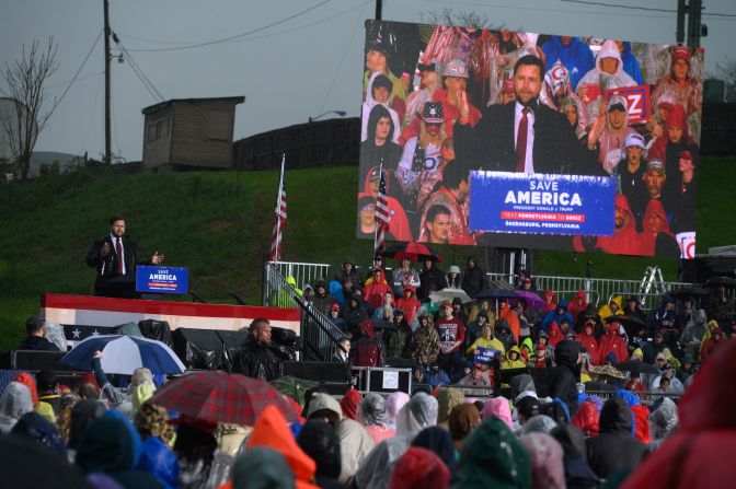 Vance speaks during a Trump rally in Greensburg, Pennsylvania, in May 2022.