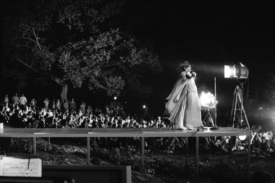 Streisand performs at a concert in New York's Central Park in 1967.