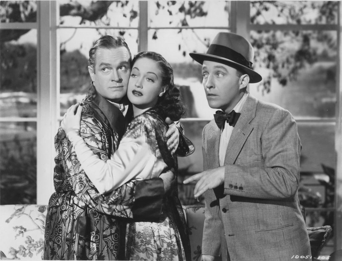 Bob Hope, Dorothy Lamour and Bing Crosby on the set of "Road to Rio," on the verge of redefining Christmas cinema forever.