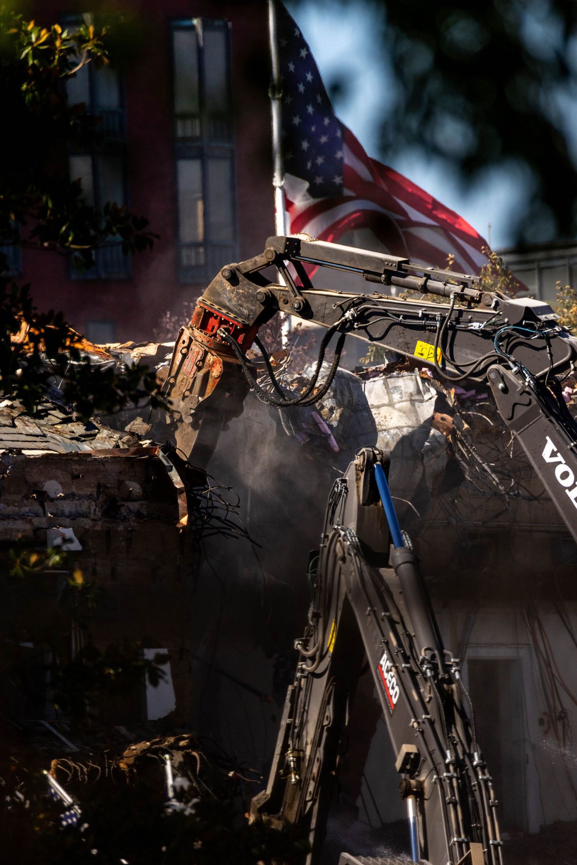 A demolition crew works on the White House on October 21.