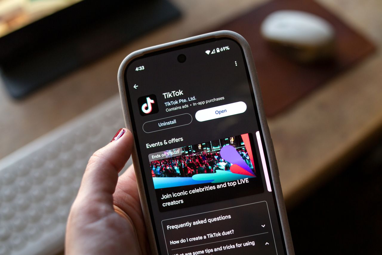 TikTok is seen in the app store on January 8.