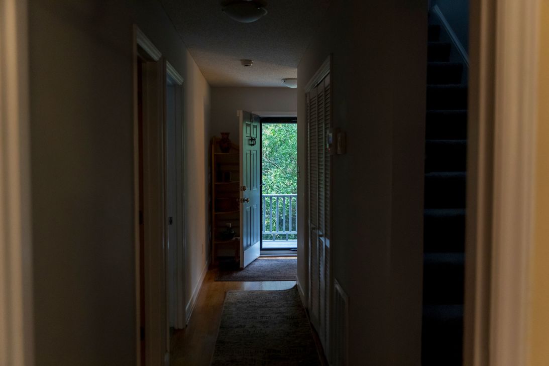 The front door of Scott Janssen’s home sits open on August 7, 2025.  Some hospice patients have described floating toward a bright light at the end of a tunnel.