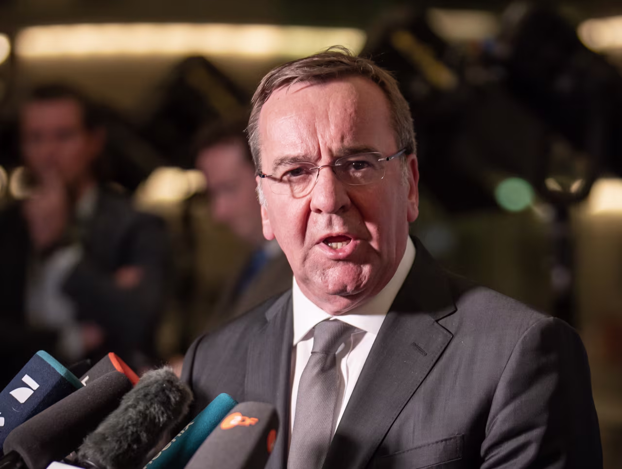 Germany’s Minister of Defense Boris Pistorius speaks to media on March 11, in Berlin, Germany.