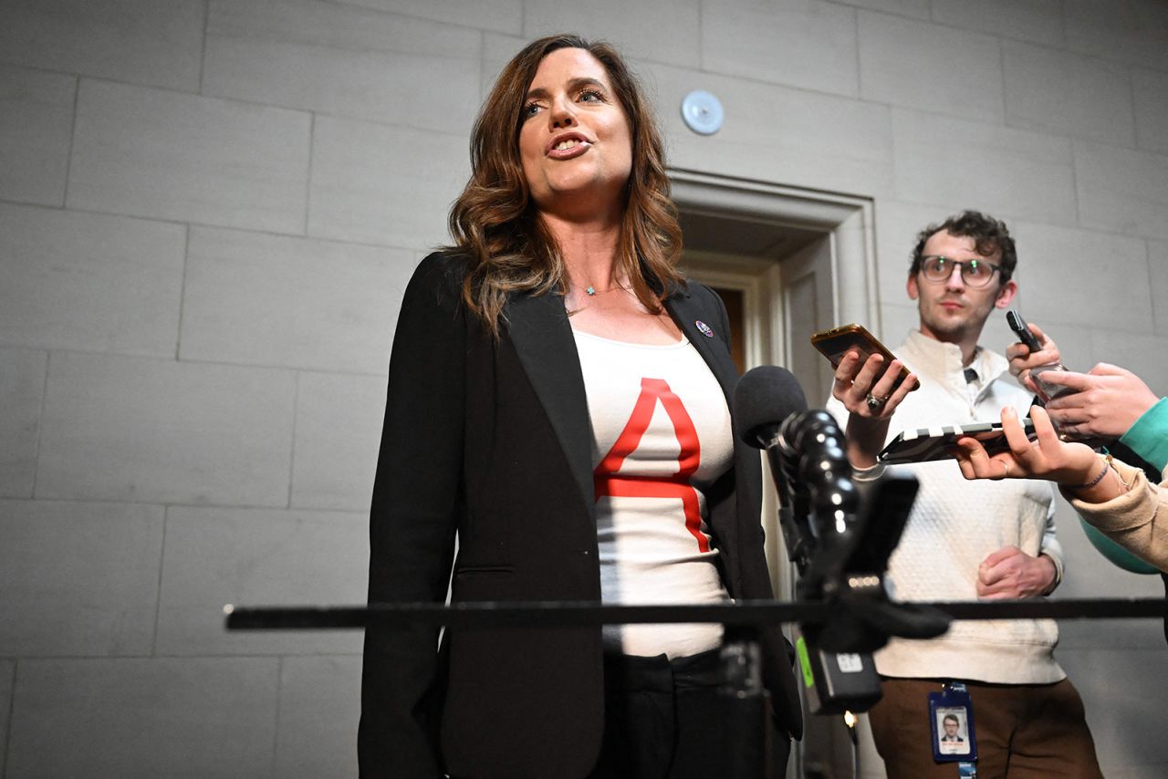 Mace speaks to reporters outside a candidate forum with House Republicans on Tuesday, October 10.