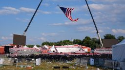 A campaign rally site for Republican presidential candidate former President Donald Trump is empty and littered with debris Saturday, July 13, 2024, in Butler, Pa. (AP Photo/Evan Vucci)