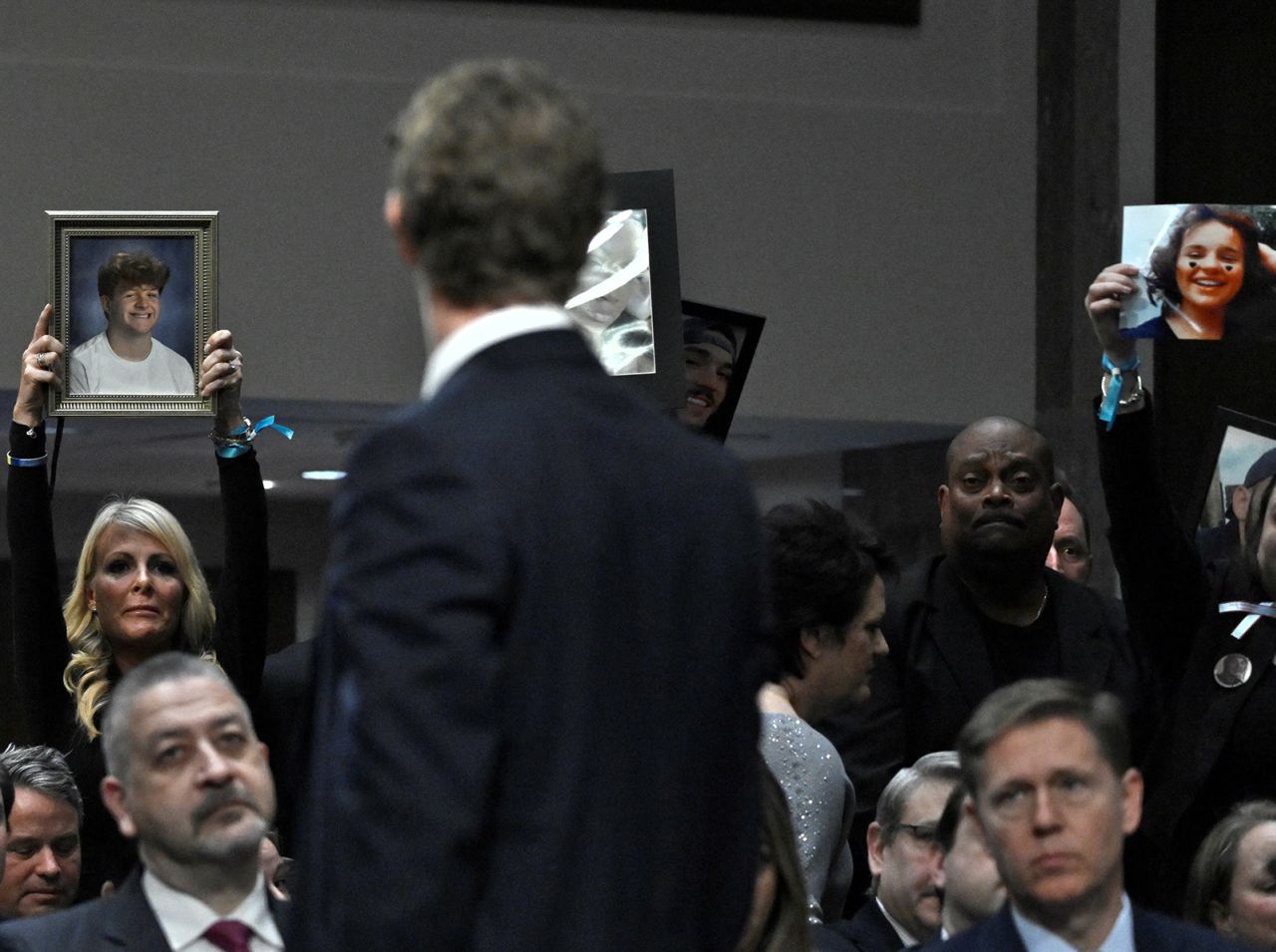 Mark Zuckerberg spoke to victims and their family members as he testified during the US Senate Judiciary Committee hearing,