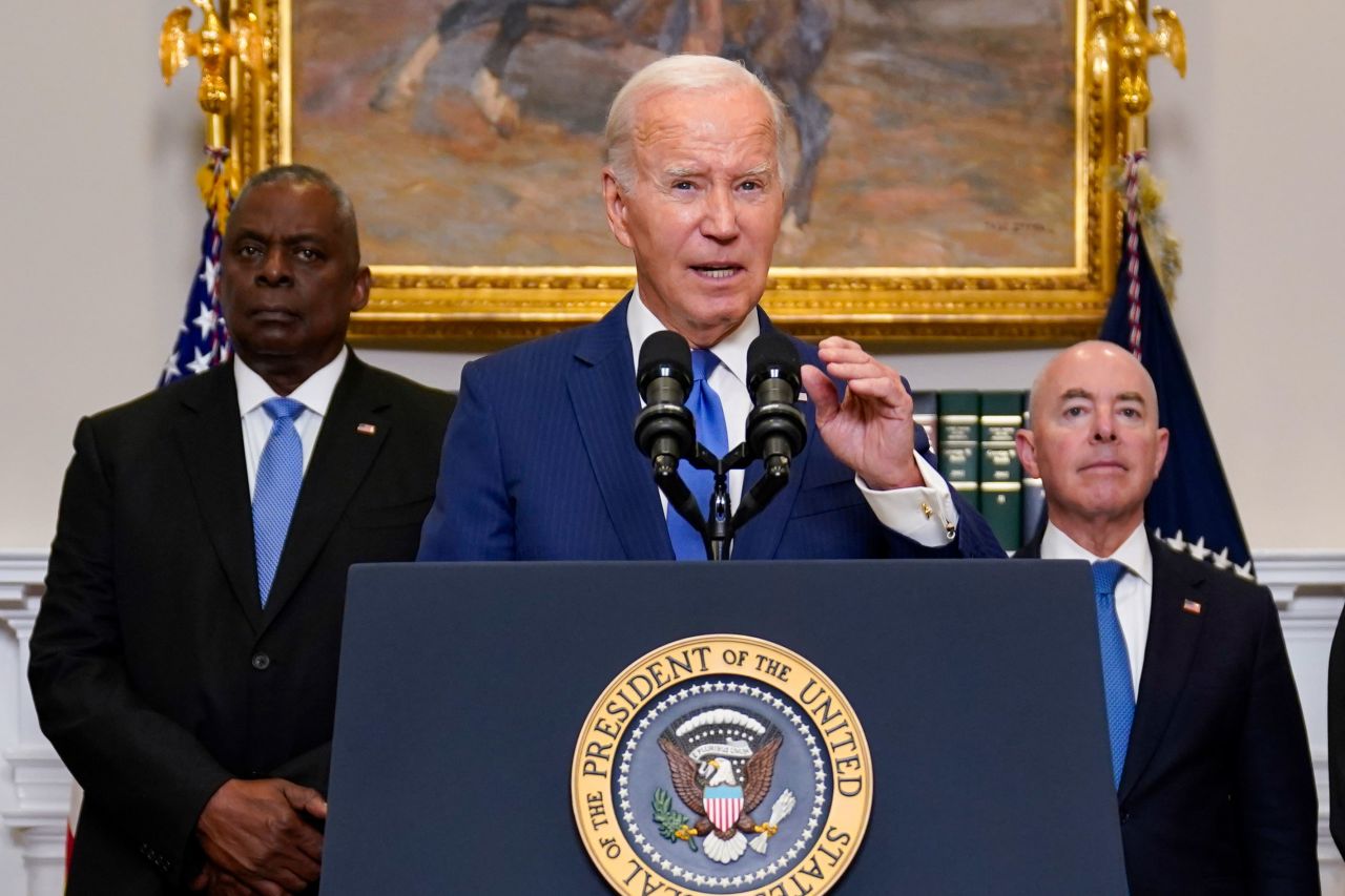 President Joe Biden delivers remarks on the response to Hurricane Idalia at the White House on Wednesday. 