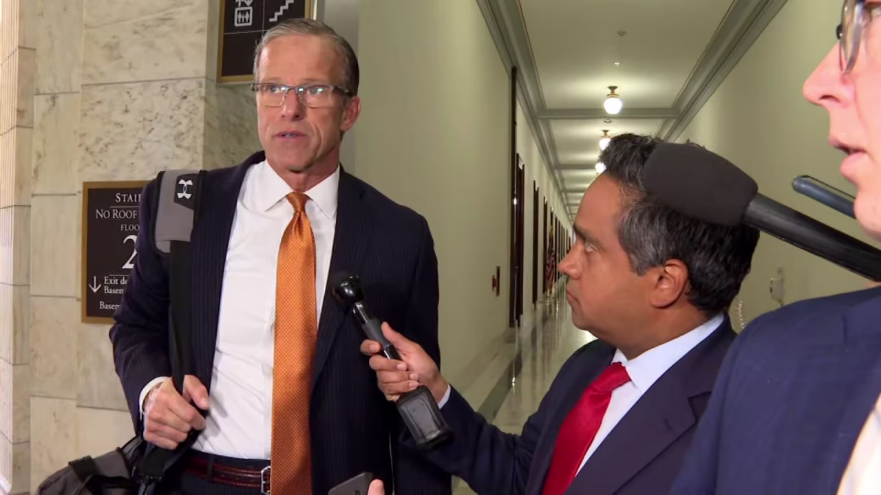 Senate GOP Whip John Thune talks to CNN's Manu Raju on Wednesday.