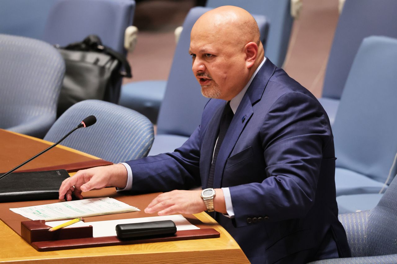 International Criminal Court (ICC) Chief Prosecutor Karim Khan speaks during a UN Security Council meeting at the United Nations headquarters on July 13, in New York City.