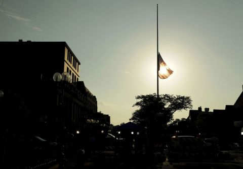 An American flag is flown at half-staff in Highland Park, Illinois, on July 5. 