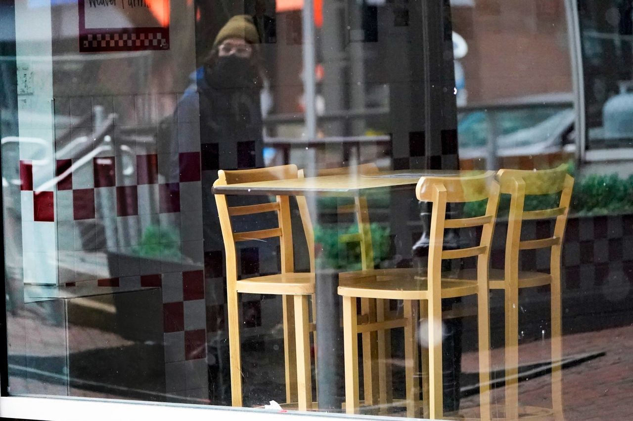 An empty restaurant is seen in downtown Pittsburgh, Pennsylvania, on January 17.